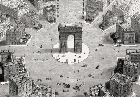 Bird's eye view of the Place Charles de Gaulle, Paris, France, 1857, Europe
