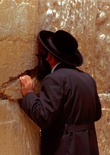 Orthodox Jew praying at the Western Wall, Jerusalem, Israel, Asia