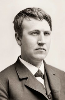 Portrait of Thomas Alva Edison as a young man, c. 1870, digitally edited according to a photography