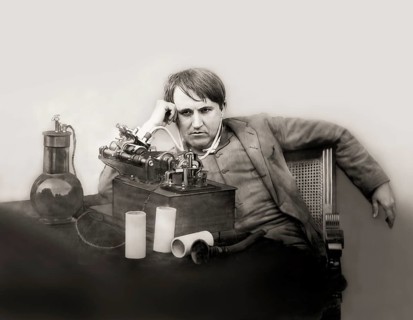 Thomas Edison at his Laboratory on 16 June 1888, the morning after spending 48 hours perfecting