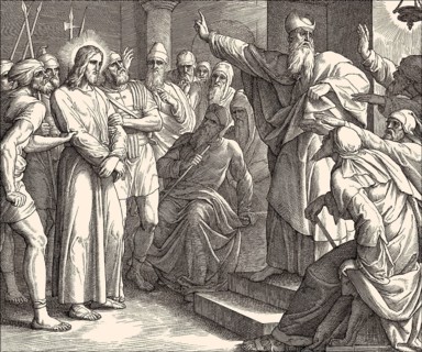 Sanhedrin trial of Jesus, New Testament, by Julius Schnorr von Carolsfeld, 1860