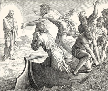The Miraculous catch of fish, New Testament, by Julius Schnorr von Carolsfeld, 1860
