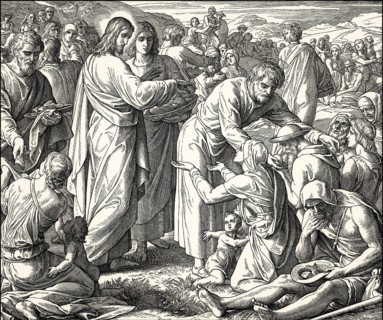 The Feeding of the 5, 000 people, New Testament, by Julius Schnorr von Carolsfeld, 1860