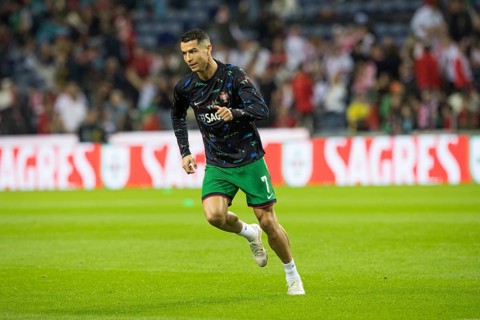 Football match, Cristiano RONALDO CR7 Portugal warming up in front of the match running to the left