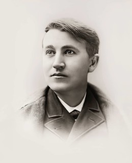 Portrait of Thomas Alva Edison as a young man, digitally edited