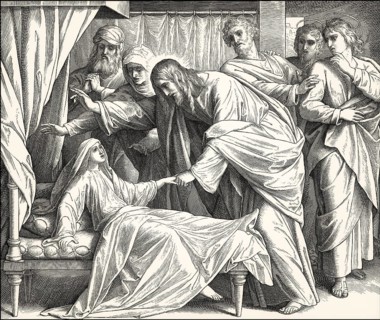 Raising of the dead, the daughter of Jairus, New Testament, by Julius Schnorr von Carolsfeld, 1860