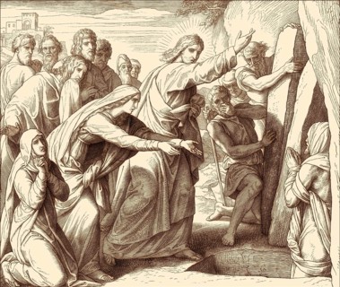 Raising of Lazarus, New Testament, by Julius Schnorr von Carolsfeld, 1860