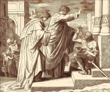 St. Peter Healing the Crippled Beggar, New Testament, by Julius Schnorr von Carolsfeld, 1860