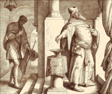 The parable of the Pharisee and the Publican, New Testament, by Julius Schnorr von Carolsfeld, 1860