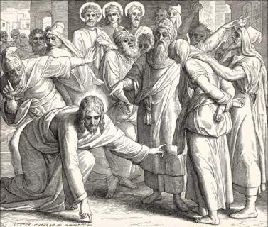 Trial of the Adulteress, New Testament, by Julius Schnorr von Carolsfeld, 1860