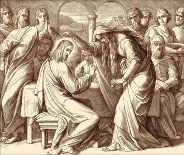 The Anointing of Jesus at Bethany, New Testament, by Julius Schnorr von Carolsfeld, 1860