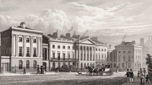 Clarence Terrace, Regent's Park, London, UK, illustration by Th. H. Shepherd, 1826