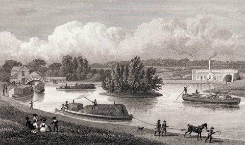 Regent's Canal, Paddington, London, UK, illustration by Th. H. Shepherd, 1826