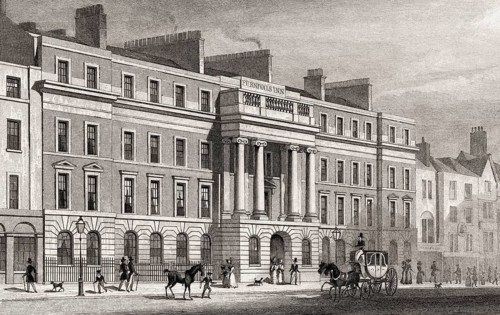 The rebuilt Furnival's Inn, London, UK, illustration by Th. H. Shepherd, 1826