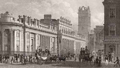 Bank of England, London, UK, illustration by Th. H. Shepherd, 1826