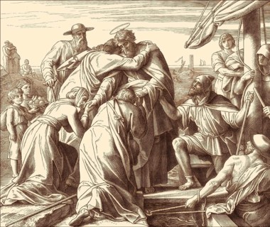 Paul Leaves Ephesus, New Testament, by Julius Schnorr von Carolsfeld, 1860