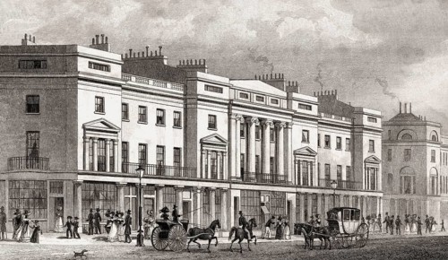 Part of the west side, Regent Street, London, UK, illustration by Th. H. Shepherd, 1826