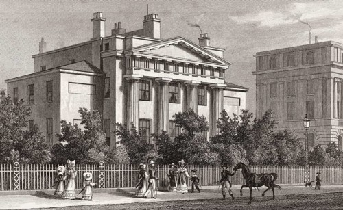 Doric Villa, Regent's Park, London, UK, illustration by Th. H. Shepherd, 1826
