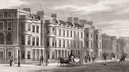 Ulster Terrace, Regent's Park, London, UK, illustration by Th. H. Shepherd, 1826