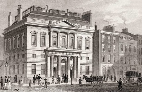 The London Auction Mart, London, illustration by Th. H. Shepherd, 1828