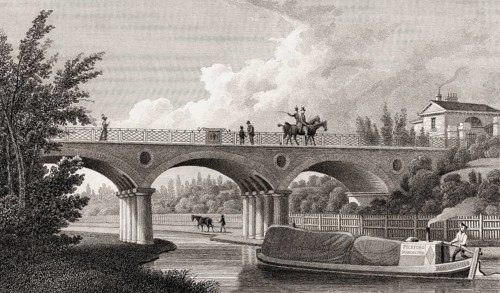 Macclesfield Bridge, Regent's Park, London, UK, illustration by Th. H. Shepherd, 1826