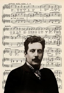 Giacomo Puccini, 1858 –1924, Italian composer, digitally edited according to a photograph, notes