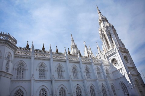 Basilica of Our Lady of Dolours with three tower front tower 146 ft high and rear Bible tower 260