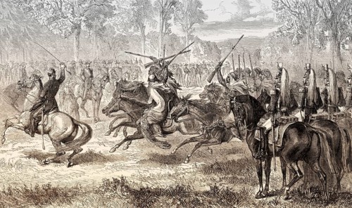 Spahis and Turcos, former cavalry units of the French army, Bois de Boulogne, Paris, France, 1863,