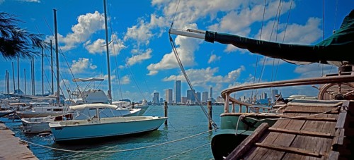Marina on the Mac Arthur Causeway, Miami, Florida, USA, North America