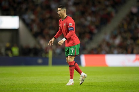 Football match, Captain Cristiano RONALDO CR7 Portugal in front of the free kick with view to the
