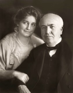 Portrait of Mina Edison and Thomas Alva Edison, c. 1908, digitally edited
