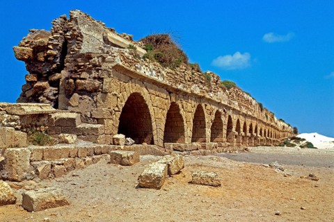Roman aquaduct, Caesarea, Israel, Asia