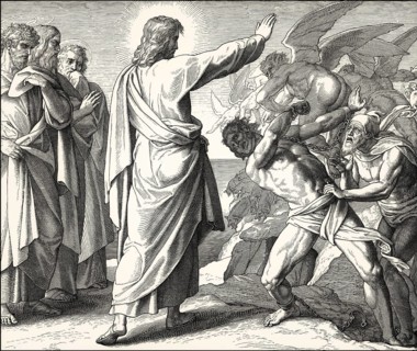 The exorcism of the Gerasene demoniac, New Testament, by Julius Schnorr von Carolsfeld, 1860