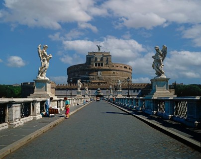 Angel's Bridge in front of Castel Sant'Angelo in Rome, Italy, Europe