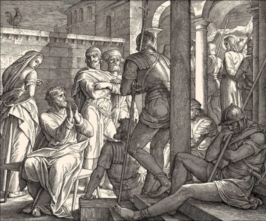 The Denial of apostle Peter, New Testament, by Julius Schnorr von Carolsfeld, 1860