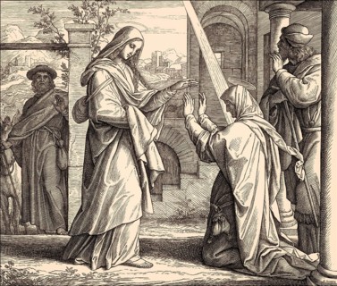 The Visitation, the visit of Blessed Virgin Mary to St. Elizabeth, by Julius Schnorr von Carolsfeld