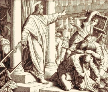 The cleansing of the Temple, New Testament, by Julius Schnorr von Carolsfeld, 1860