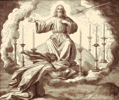 Vision of John on Patmos, Book of Revelation, New Testament, by Julius Schnorr von Carolsfeld, 1860