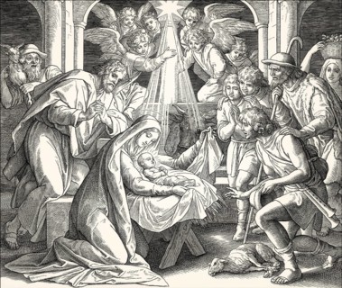 The birth of Jesus Christ, by Julius Schnorr von Carolsfeld