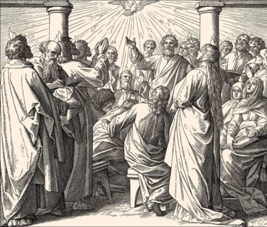 Pentecost, the descent of the Holy Spirit upon the Apostles, by Julius Schnorr von Carolsfeld, 1860