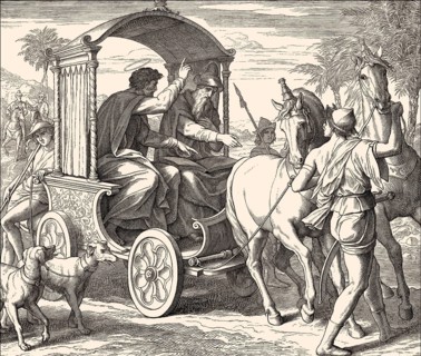Philip the Evangelist and the Ethiopian Eunuch, New Testament, by Julius Schnorr von Carolsfeld,