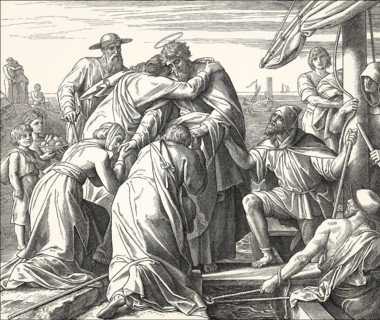 Paul Leaves Ephesus, New Testament, by Julius Schnorr von Carolsfeld, 1860