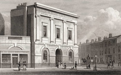 Asylum for the Indigent Blind, Westminster Road, London, illustration by Th. H. Shepherd, 1828