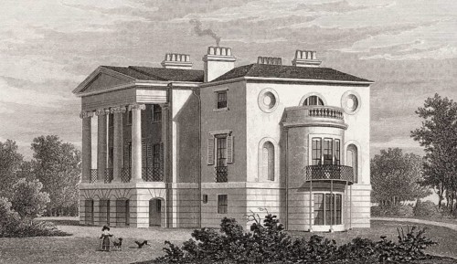 South Villa, Regent's Park, London, UK, illustration by Th. H. Shepherd, 1826