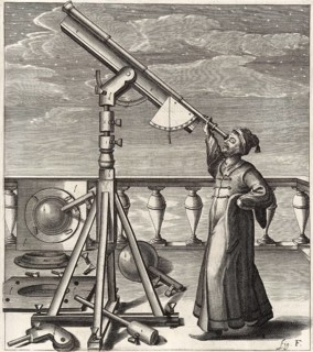 Title picture of Selenographia, description of the moon, book by Johannes Hevelius, 1647