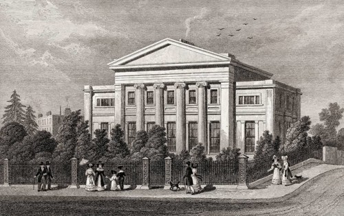 Villa, Regent's Park, London, UK, illustration by Th. H. Shepherd, 1826