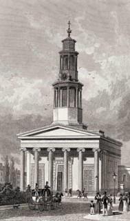St Pancras Church, Bloomsbury/St Pancras, London, illustration by Th. H. Shepherd, 1828