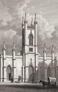 St Mary's Church, Somers Town, London Borough of Camden, illustration by Th. H. Shepherd, 1828