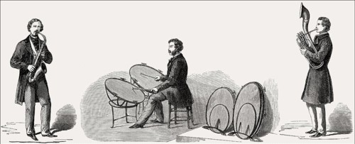 New music instruments at the International Exhibition of 1862, London, UK