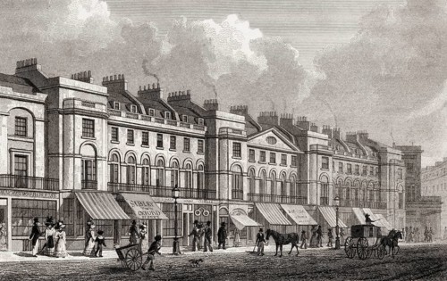 Part of the east side, Regent Street, London, UK, illustration by Th. H. Shepherd, 1826